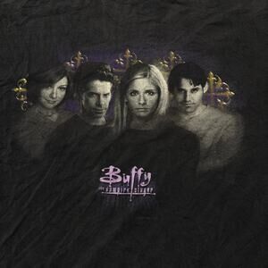 Vintage RARE Buffy the Vampire Slayer Black Graphic T-Shirt CAST PHOTO XL